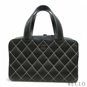 Chanel Wild Stitch Handbag Black Calfskin Silver